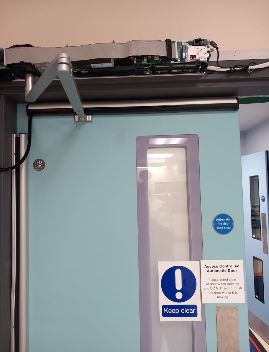 Access controlled automatic swing door at a client site.