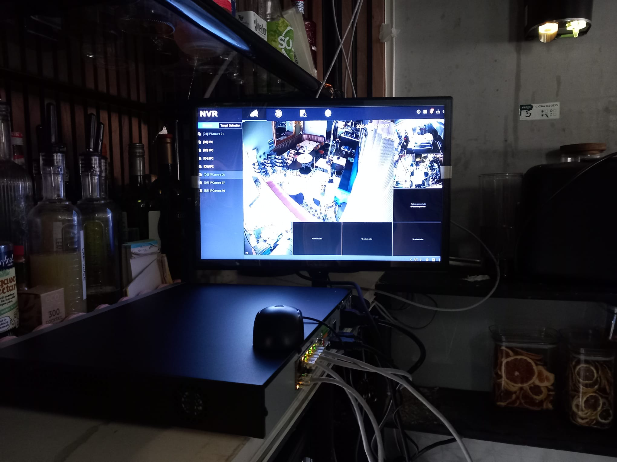 CCTV monitoring screen and recording equipment at a client site.